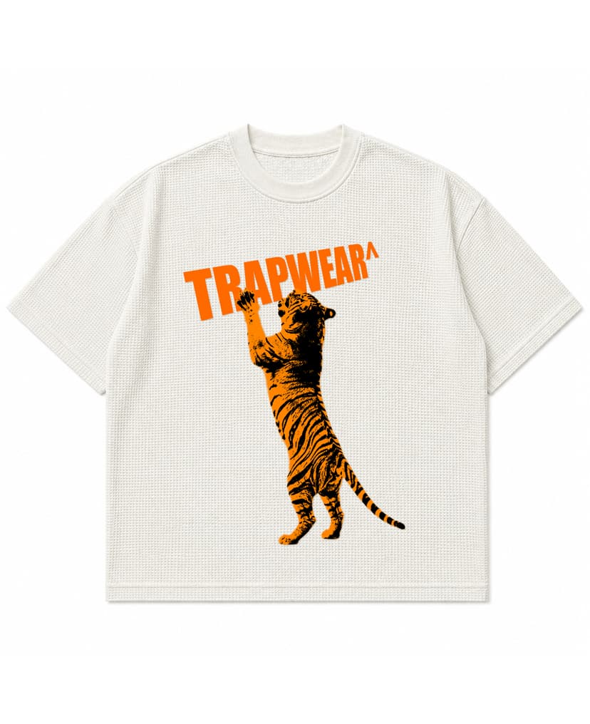 WHITE WAFFLE KNIT TIGER TEE