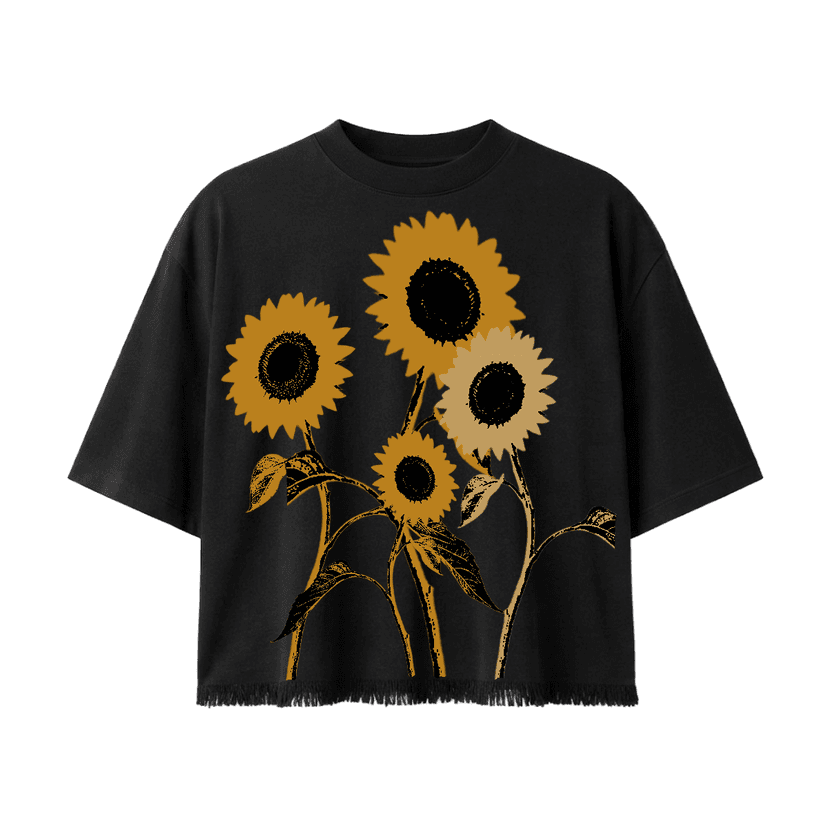SUNFLOWERS BOXY FIT TEE BLACK
